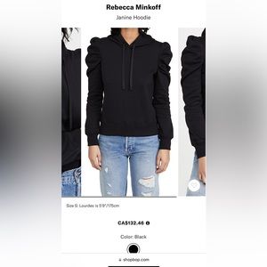 Rebecca Minkoff Janine Puff Sleeve Hoodie (S)